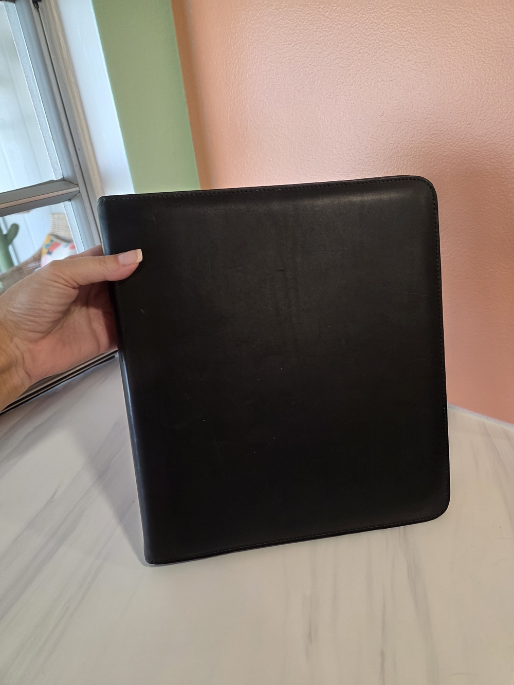 Bosca Black Leather Binder Folio